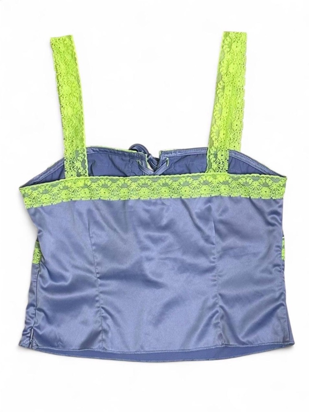 Superdown Adele Lace Satin Cami Tank Top Blue Green Sz Small Y2K Fairy Mermaid - Picture 6 of 10